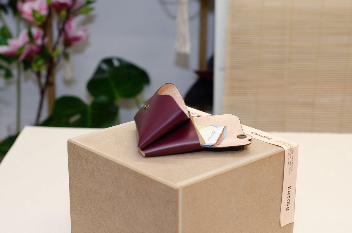 Portefeuille femme - Petit porte-monnaie minimaliste pour femme - Cadeau unique - Portefeuille fin - Couleur : Rouge bordeaux