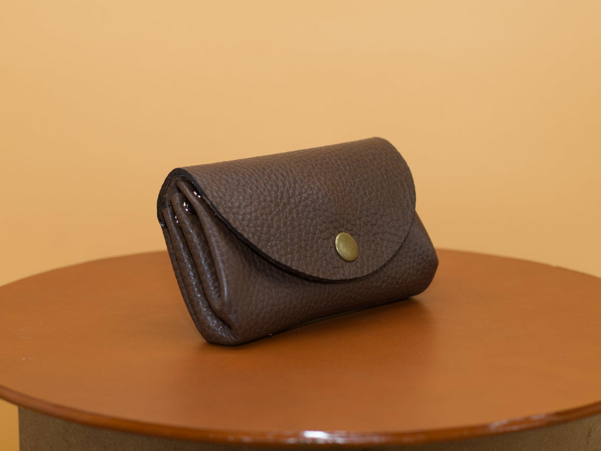 Damen Geldbeutel - Kleines minimalistisches Portemonnaie für Damen - Einzigartiges Geschenk - Schlanke Brieftasche - Schokobraun