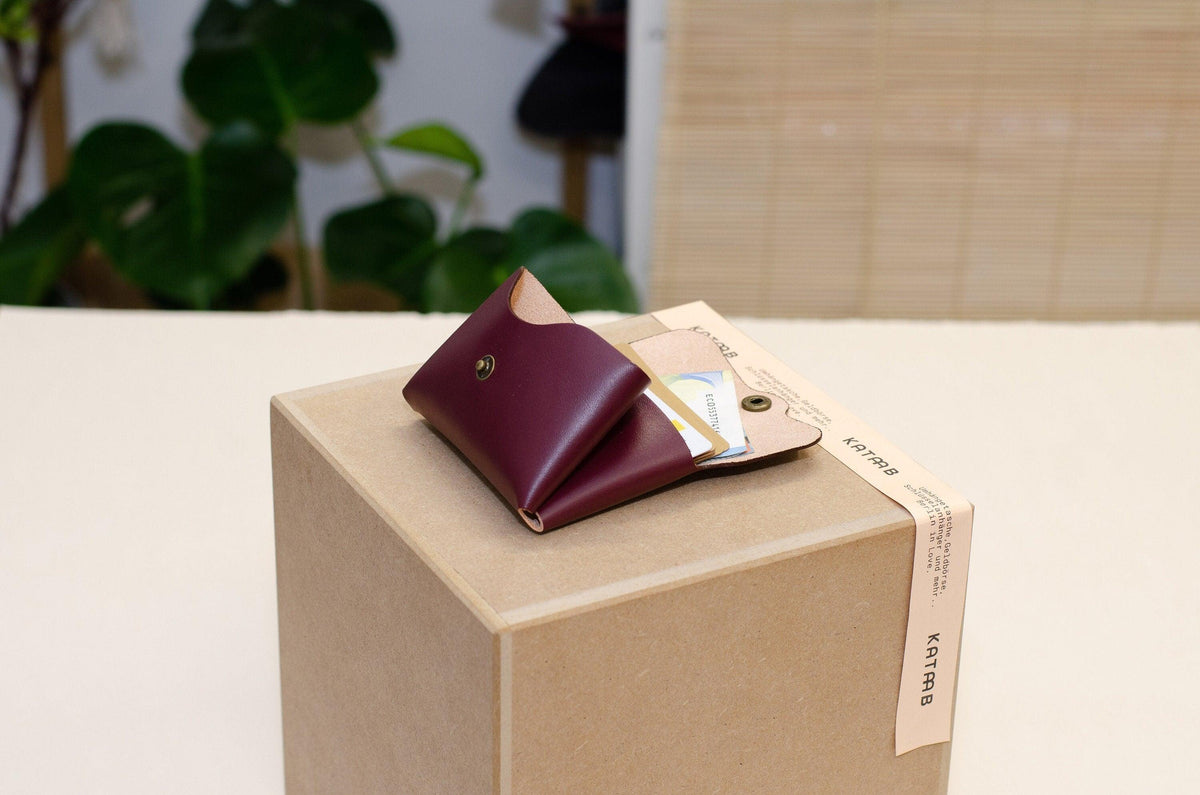 Portefeuille femme - Petit porte-monnaie minimaliste pour femme - Cadeau unique - Portefeuille fin - Couleur : Rouge bordeaux