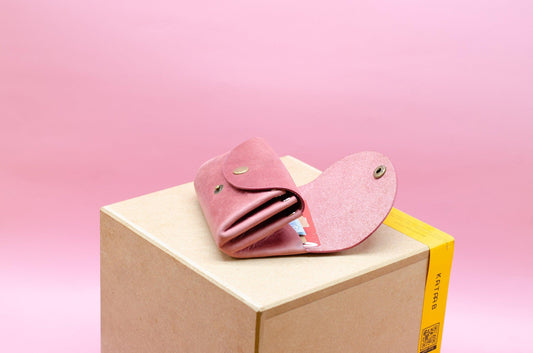 Damen Geldbeutel - Kleines minimalistisches Portemonnaie für Damen - Einzigartiges Geschenk - Schlanke Brieftasche - Altrosa